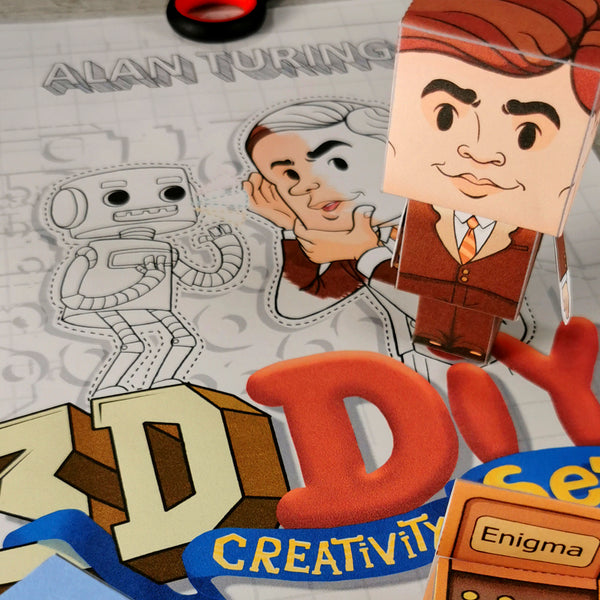 Alan Turing 3D DIY Mini set {Print-at-Home PDF}