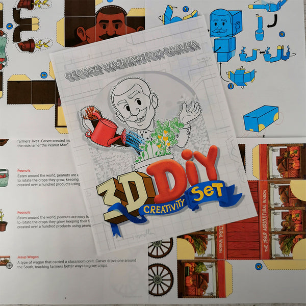 George Washington Carver 3D DIY Mini set {Print-at-Home PDF}