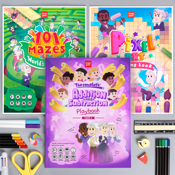 Bundle: Addition & Subtraction + Pixel Coloring + 101 Mazes Books {Hard Copy}
