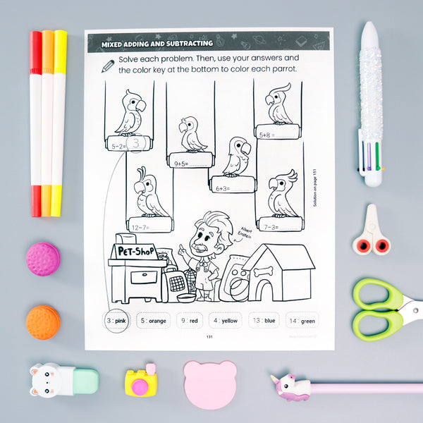 Bundle: Addition & Subtraction + Pixel Coloring + 101 Mazes Books {Print-at-Home PDF}