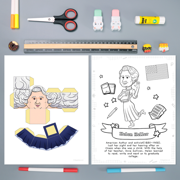 Helen Keller 3D DIY Mini set {Print-at-Home PDF}