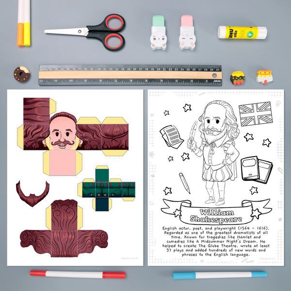 Shakespeare 3D DIY Mini set {Print-at-Home PDF}