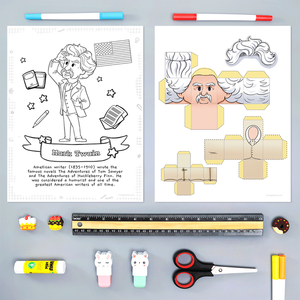 Mark Twain 3D DIY Mini set {Print-at-Home PDF}